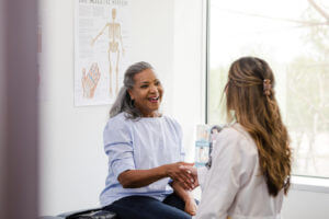 Female patient at clinic fro preventive health checkup