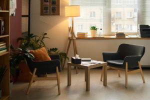Interior of modern psychologist office